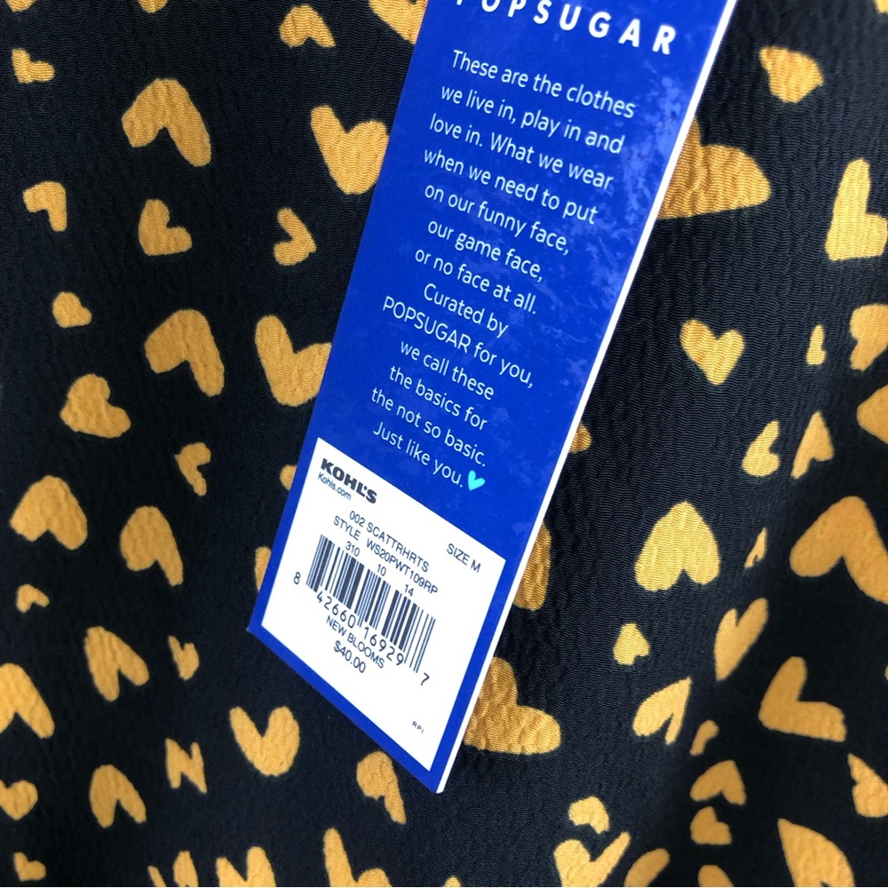 POPSUGAR Black and Mustard Heart Print Long-Sleeve Blouse - Picture 6 of 12